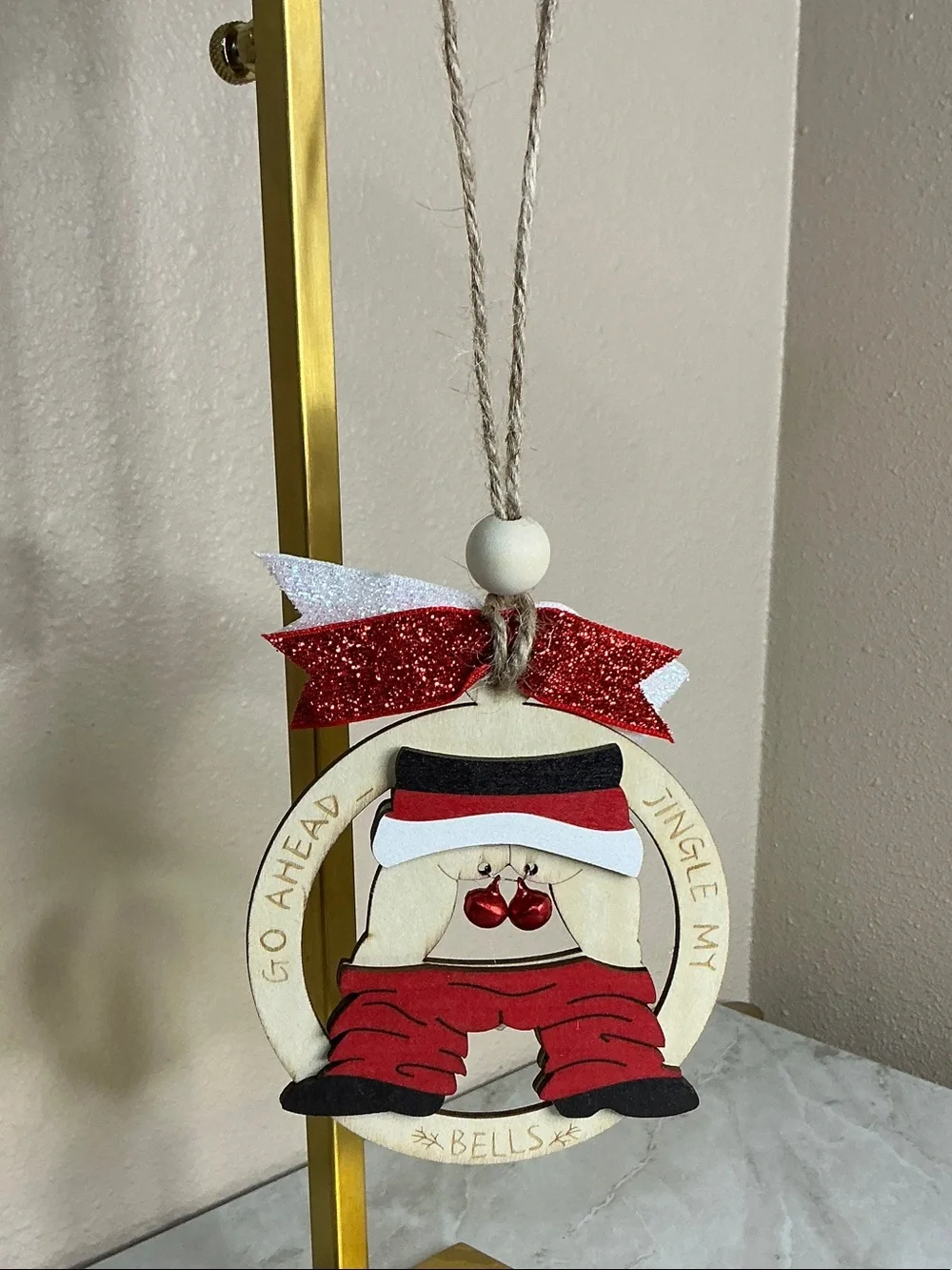 Christmas Jingle My Bells Santa gag ornament, (NWTs)